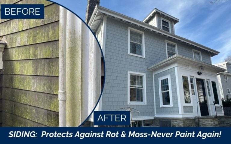 Harbor blue vinyl siding installation