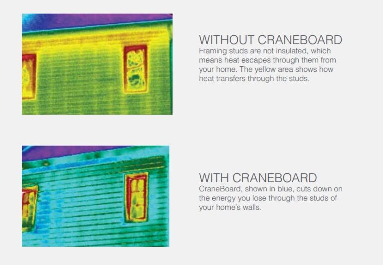 Thermal image comparison of insulated vs non-insulated vinyl siding